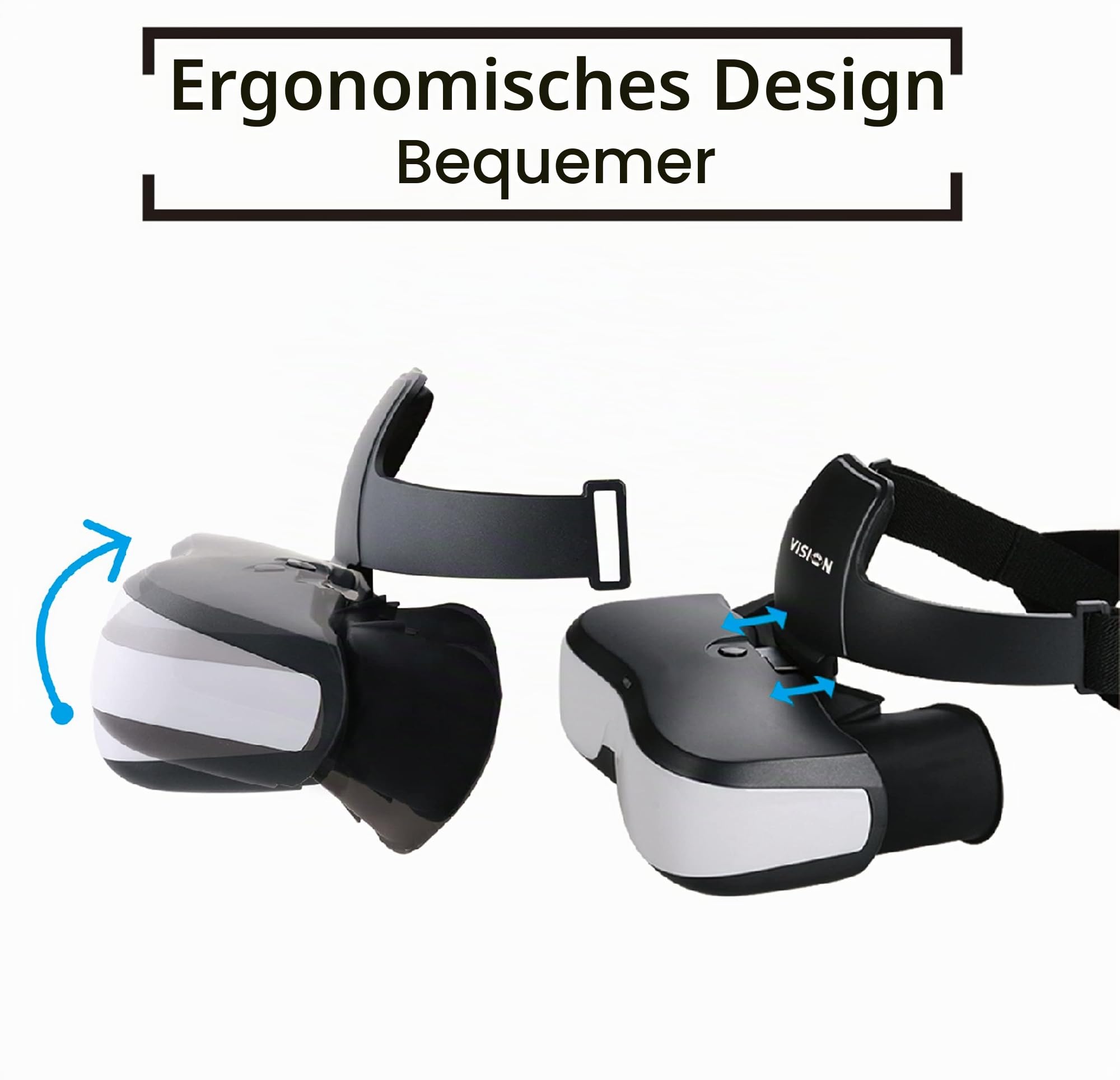 Visionhmd Bigeyes H1 3D-Videobrille mit HDMI-Eingang, Schwarz, 160 x 52 x 63 mm
