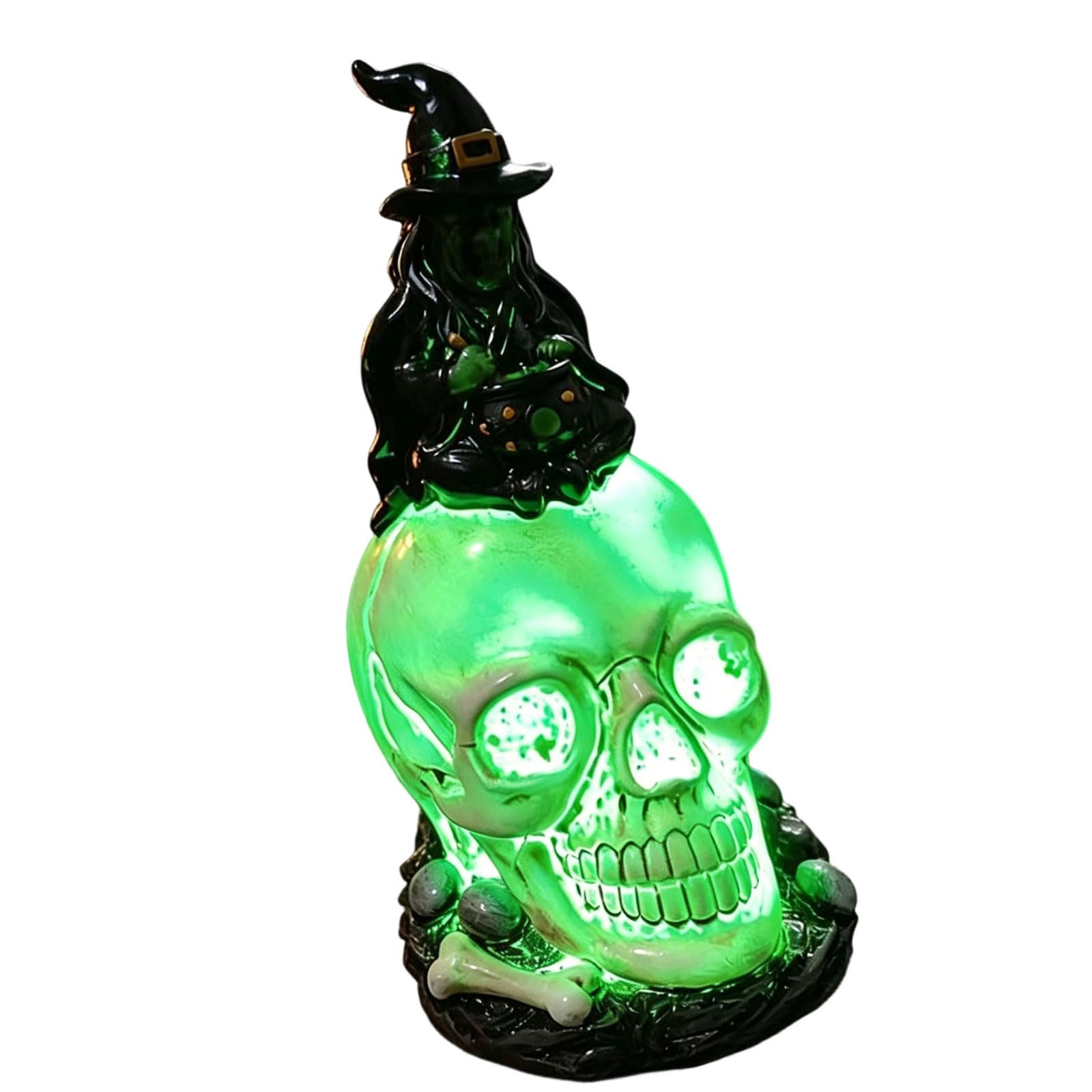 Halloween Skull Decoration Resin Witch Figurine, Compact Tabletop Accent for Seasonal Shelf Display and Party Centerpieces Halloween Tabletop Decoration Skull Witch Figurine Shelf Accent Gothic Resin