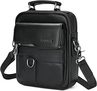 BAIGIO Genuine Leather Shoulder Bag for Men Crossbody Bag Small Leather Messenger Briefcase Handbag Men Purse