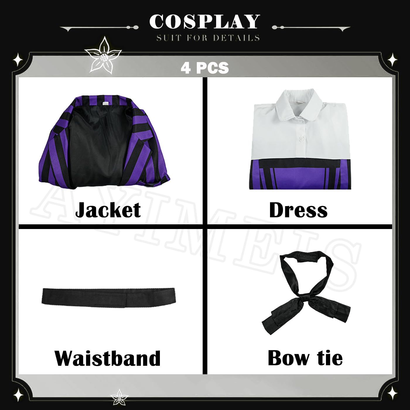 Damen Enid Sinclair Cosplay Kostüm Mittwoch 2 Verkleidung Enid Kostüm Gothic Nevermore Academy Schuluniform Lila Weihnachten Halloween Karneval Party Fancy Kleidung für Erwachsene