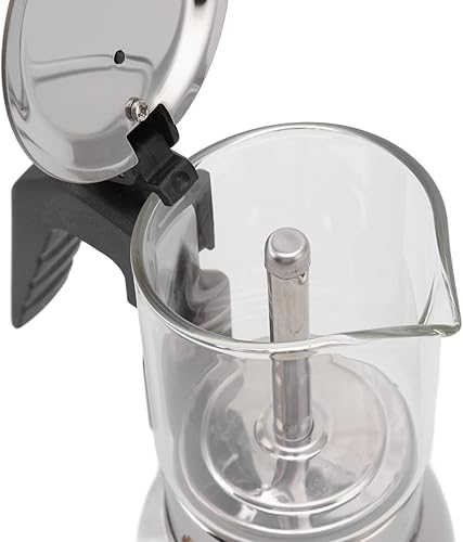 Miniatura 3 de Cafetera de café expreso, cafetera portátil de vidrio para moka de acero inoxidable, cafetera italiana clásica para el hogar y el café (10.8 fl oz)