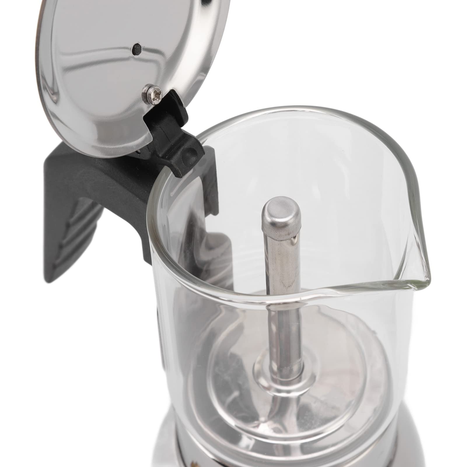 Italiana de Cristal Moka Pot de Acero Inoxidable Resistente Al Calor, Fácil de Limpiar para Uso Doméstico y Cafetería (300ML)