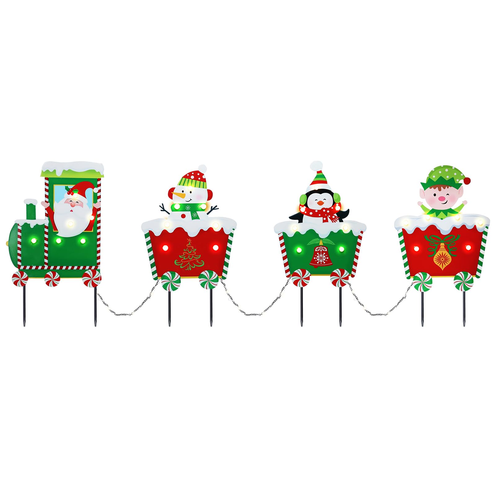 Décorations de Noël extérieures, 4 piquets de Noël (Vert)