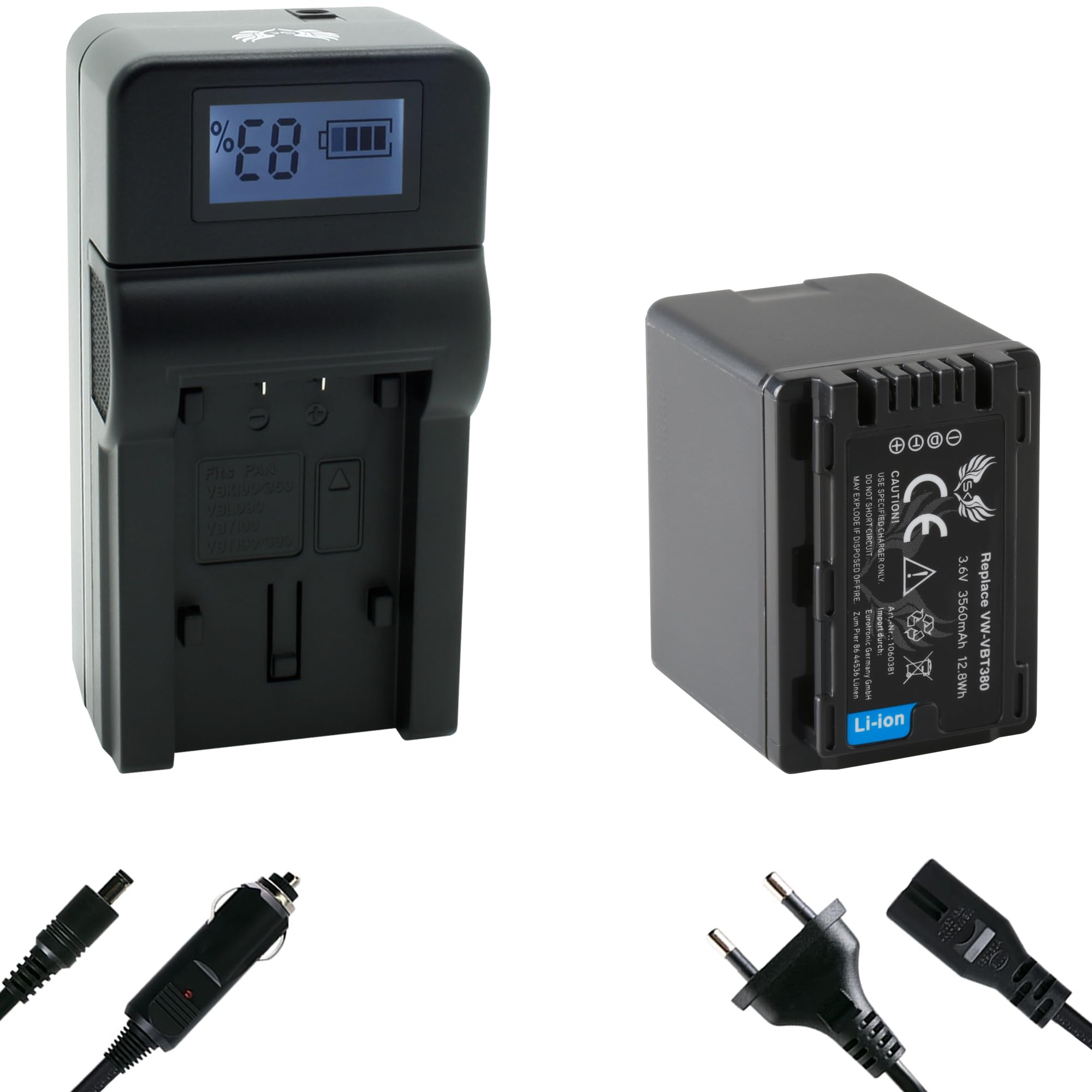 AccuCell Ladeschale Passend Für Panasonic VW-VBT190 Akku, VW-VBT380