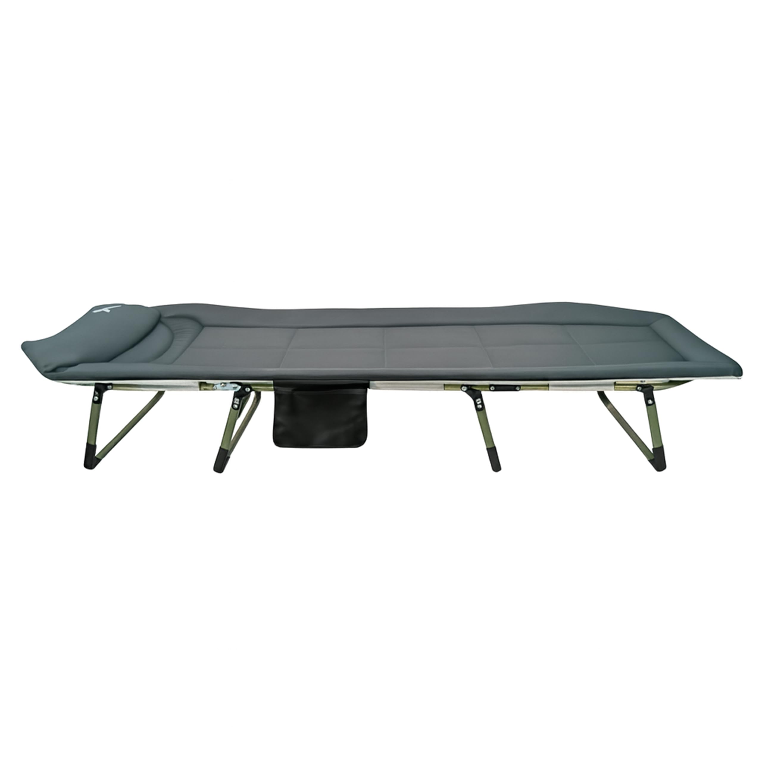 Lettino da pesca per carpa 6 Lettino pieghevole a 8 gambe con schienale regolabile a 5 posizioni, poggiatesta imbottito, tasca laterale e meccanismo pieghevole 6 195x65x27 cm