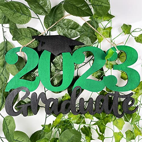 Green Graduation Decorations Class Of 2023, Graduate 2023 Wooden Sign Class Of 2023 Photo Booth Props For Congrats Grad Party Decorations #TOP4