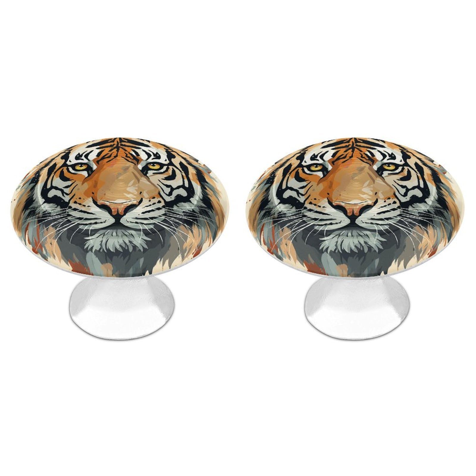 Btcowzrv Style Hand Drawn Tiger 2 Pack Cabinet Knobs Drawer Pulls