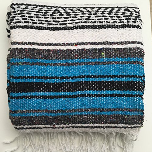 Mexikanische Decke/überwurf/Teppich, 6-farbig, für Picknick, Camping, Festival, blau