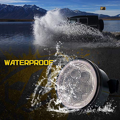 Image of Smoked Len Turn Signals Lights w /DRL Halo Compatible with 2007-2018 Jeep JK | Ultra-Bright LED, Parking Lights, ABS Plastic Shell, Waterproof, Plug N Play, Amber