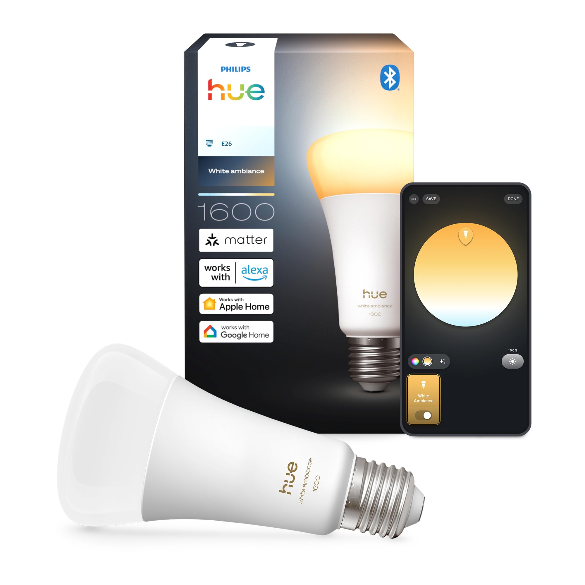 hue E26 100W ホワイトグラデーション 1600lm Hue A21 E26 100W形 LED 電球 ホワイト | Philips Hue JP