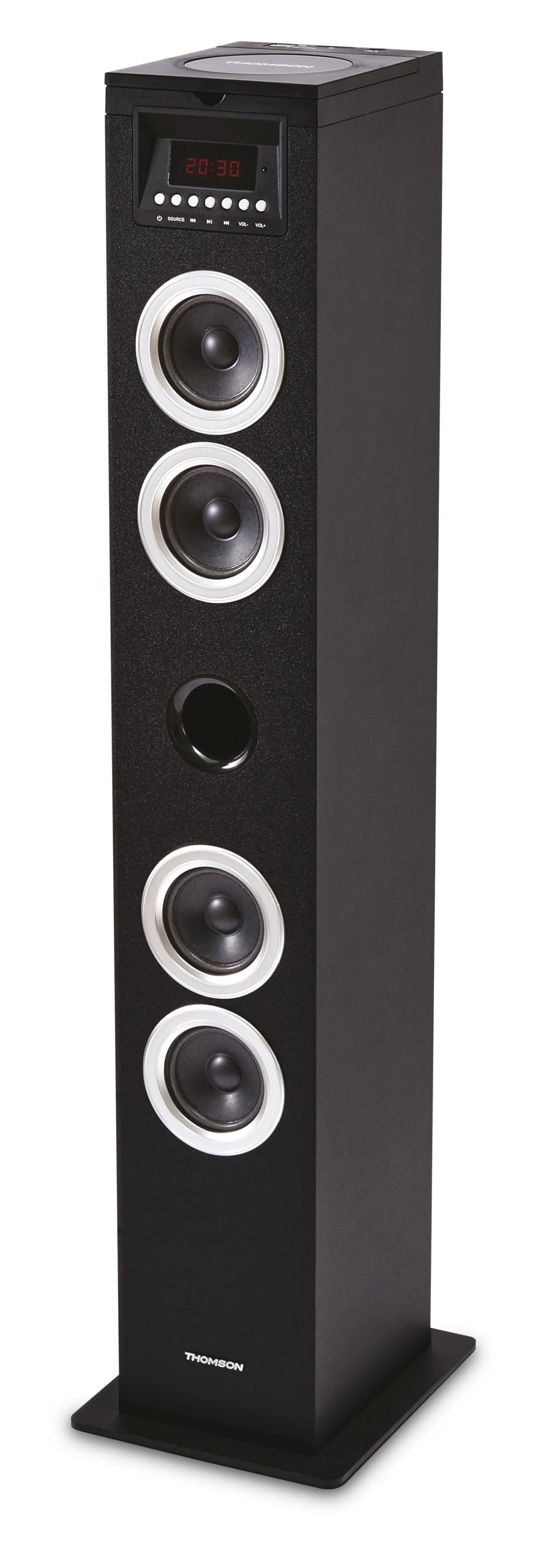 THOMSON Tour de Son Bluetooth avec Lecteur CD, Enceinte Colonne Hifi 60W, Radio FM, Port Aux et USB, MP3 et Affichage LED - Noir - DS120CD