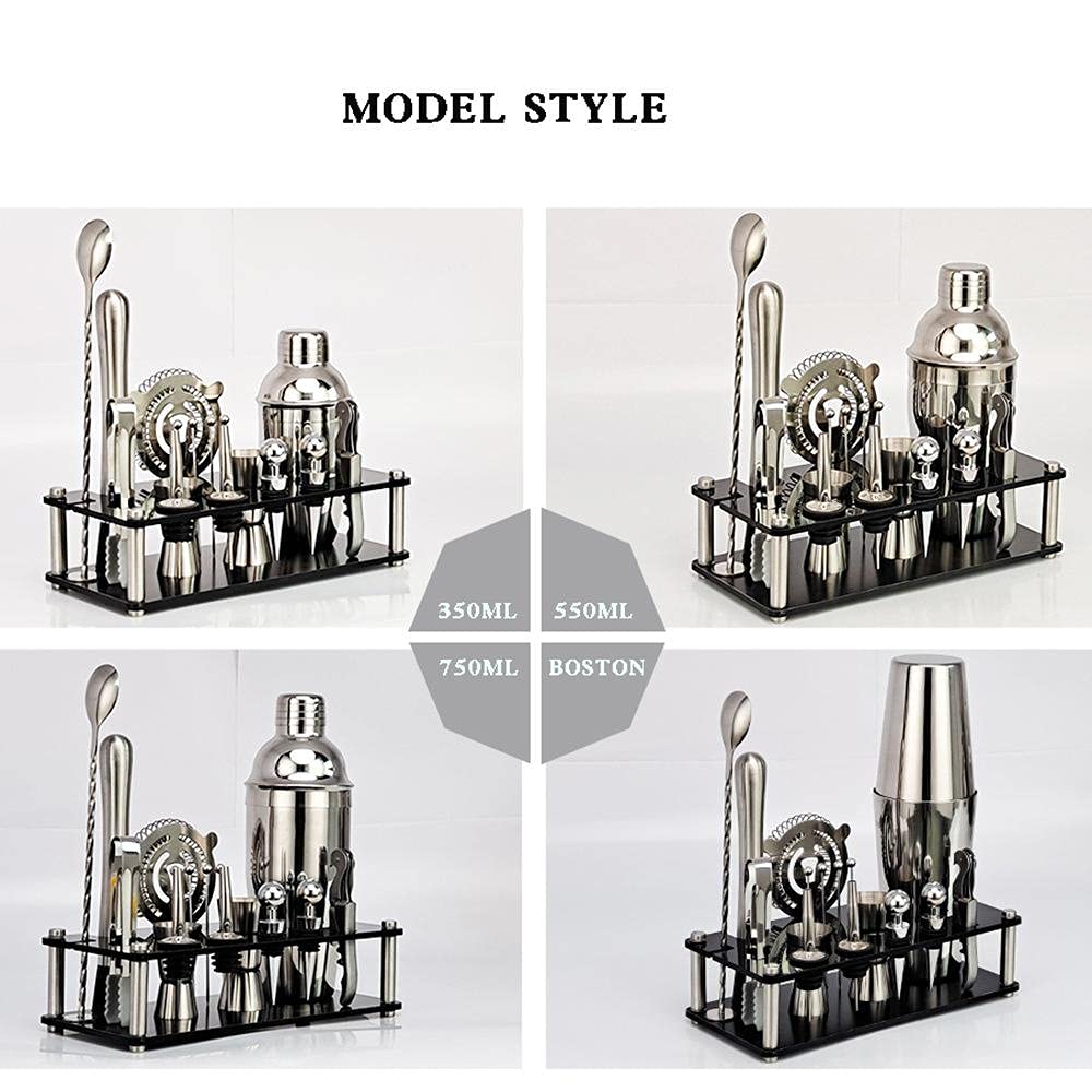 Shaker à Cocktail, 17 pièces Cocktail Set Bar Kit Bar Tool Set, Shaker Cocktail en Acier Inoxydable, Idéal pour Les Familles, Les Fêtes, Recettes Exclusives