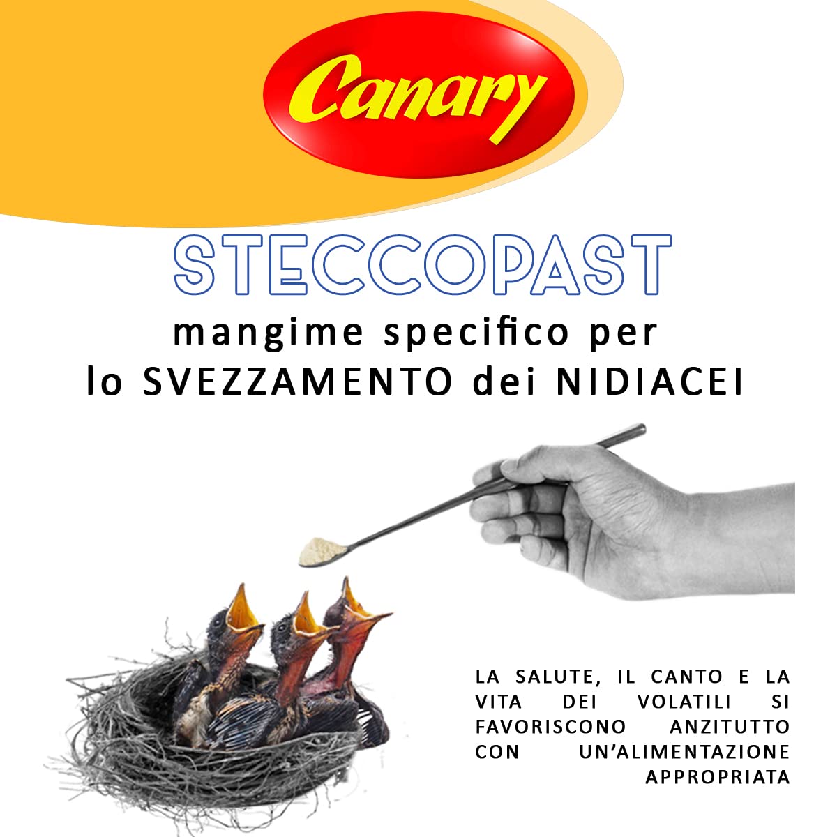 Canary SteccoPast 1 pack da 5kg Mangime in farina da imbecco per uccelli nidiacei - pastoncino per allevamento allo stecco, uccellini pullus, 1 confezione da 5kg