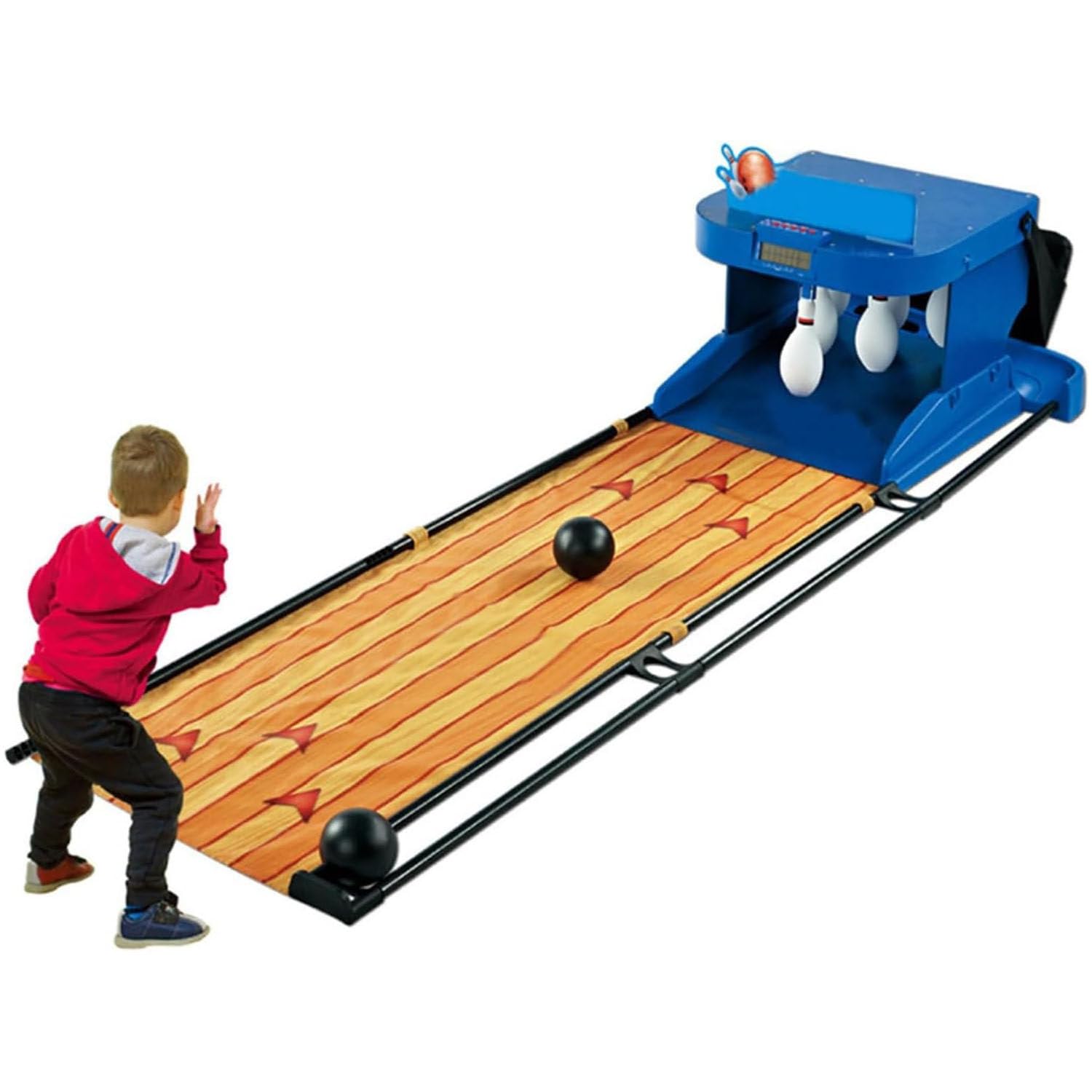 Bolera para el hogar, Juego de Bolos electrónico con reinicio automático, iluminación y Efectos de Sonido simulados. Juego de Bolos Familiar Plegable para Interiores 3.5m/11ft