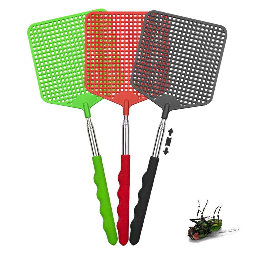 Tapette à Mouches Télescopique – Longueur 26 à 73 Cm – Poignée Acier Inoxydable – Pour Extérieur, Camping, Maison - 11