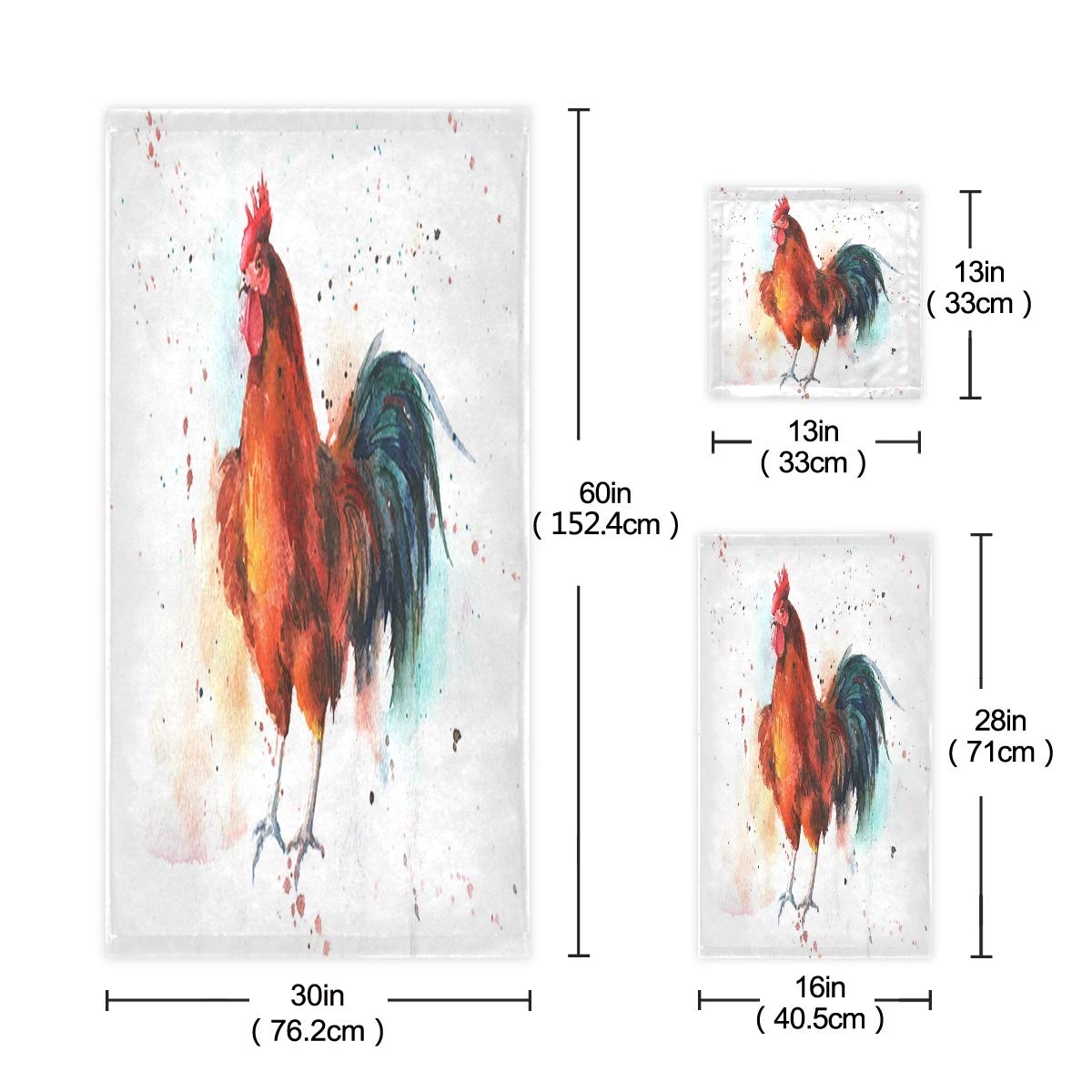 UDFKGLP Handtuch Mit Huhn & Küken Motiv - Mikrofaser, 70x41cm, Saugstark & Weich