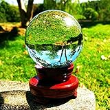 Photography Crystal Ball Photography with Stand and Pouch, K9 Crystal Suncatchers Ball with Microfiber Pouch, Decorative and Photography Accessory (100MM with Wooden Stand, Clear)