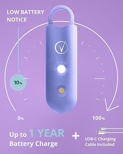 Miniatura 6 de Vantamo Alarma Personal para Autodefensa con Aviso de Batería Baja, Luz Estroboscópica y Alta Sonoridad de 130 dB con Doble Altavoz, Juego de