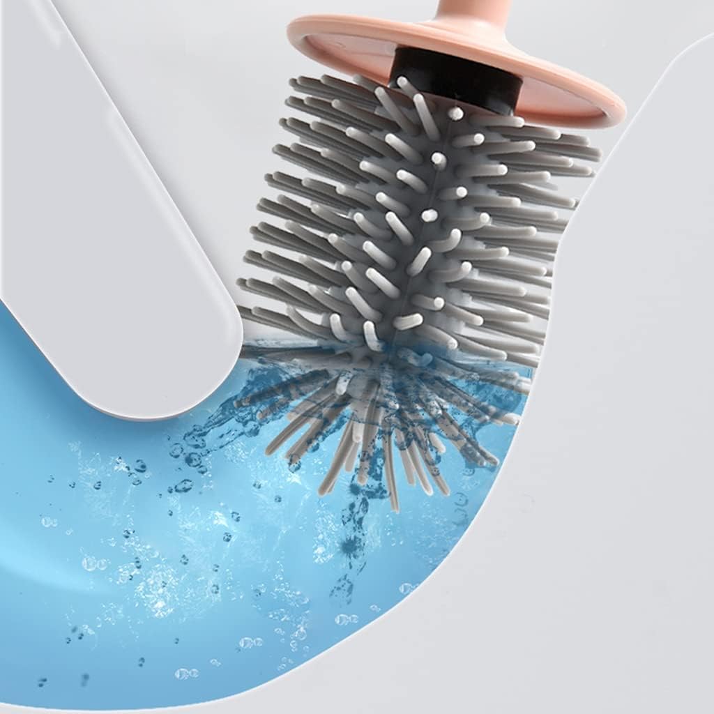 Bathroom Toilet Brush Toilet Brush Holder Household Toilet Cleaning Brush Bathroom Long Handle Toilet Bowl Brush 360° No Dead End Toilet Brushs with Base Set Toilet Brush