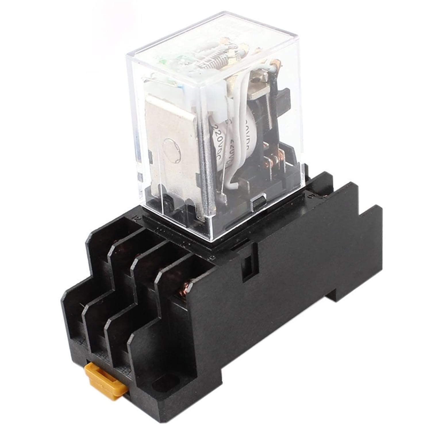 10個 DC 220V コイル 4PDT 14 ピン グリーン LED 汎用パワーリレー ソケットベース付き