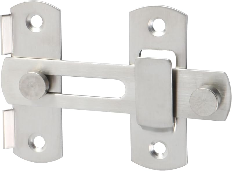 Pestillos de puerta Alise de 4 pulgadas, pestillo de seguridad para puerta de madera de granero | Hardware de puerta de acero inoxidable resistente de níquel cepillado, pestillo abatible de seguridad, pestillo antirrobo para puertas francesas de valla de madera de Granero