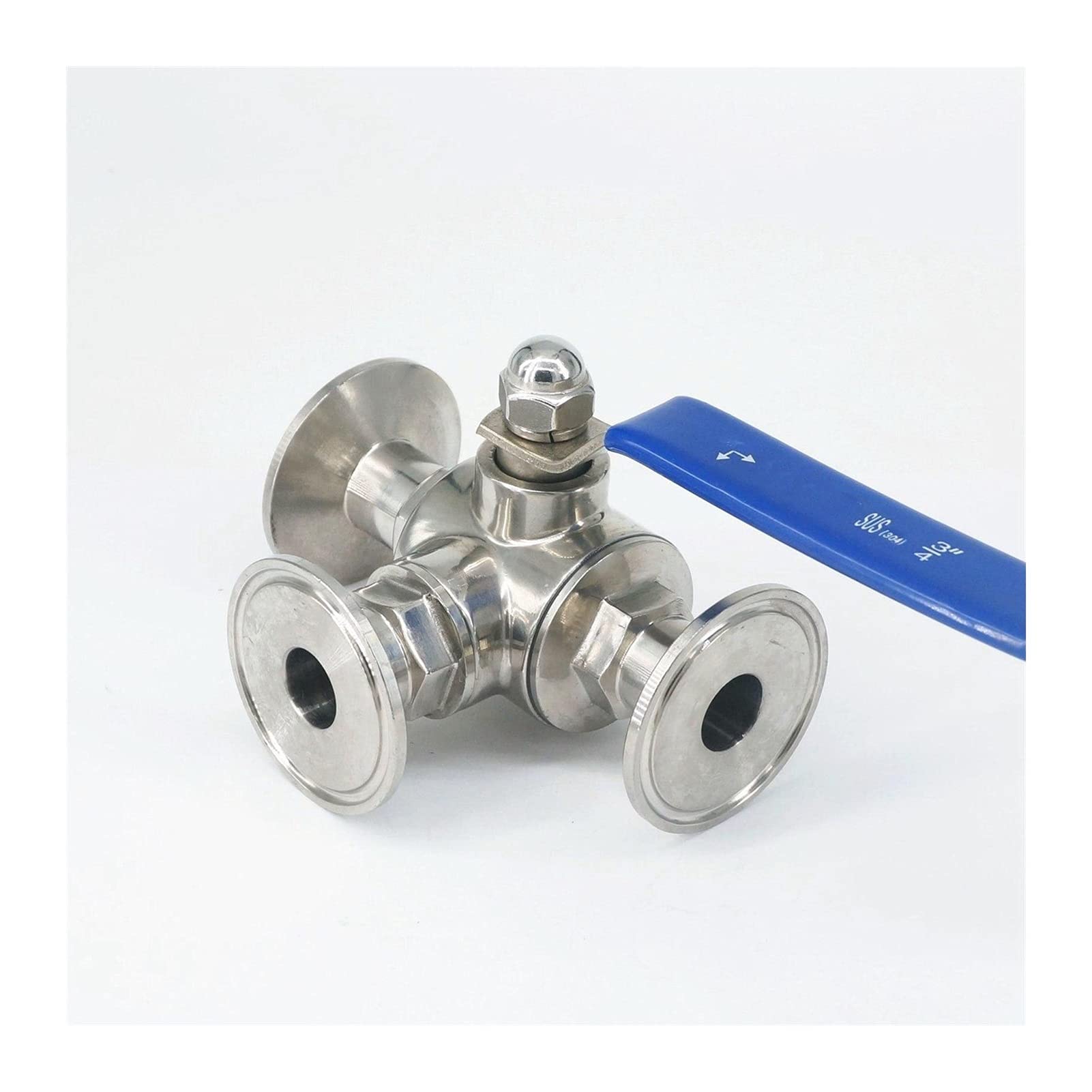 QRUYHBAJU 3/4inch 19mm SS304 Stainless Steel 3-Way L-Port Ball Valve 1.5inch Tri Clamp Ferrule Type
