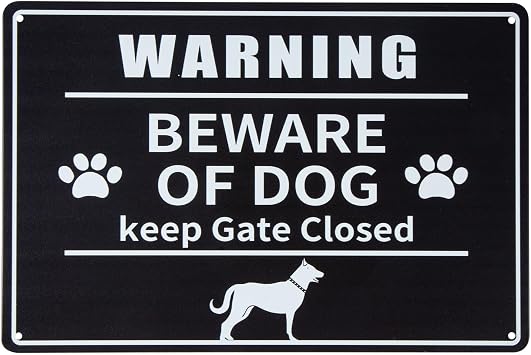 ERLOOD Warning Beware Of The Dog Metal Tin Sign Funny Outdoor Road Yard Outside Sign Vintage Decor 12 X 8