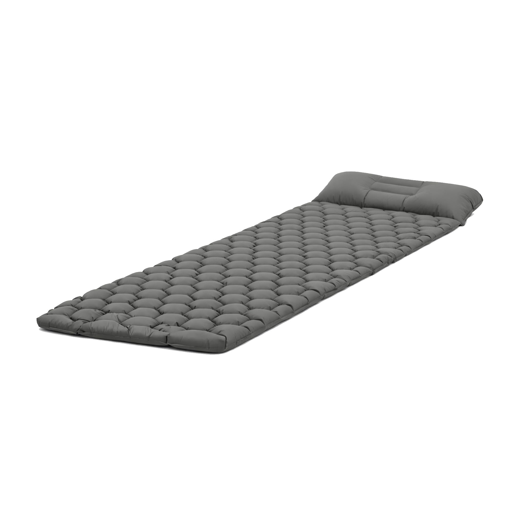 Deryan Matelas de Camping Matelas autogonflant ultraléger avec Oreiller et Pompe à Pied intégrée Matelas de Camping Gonflable Portable et Compact pour Le Trekking en Plein Air, Vert (Gris)