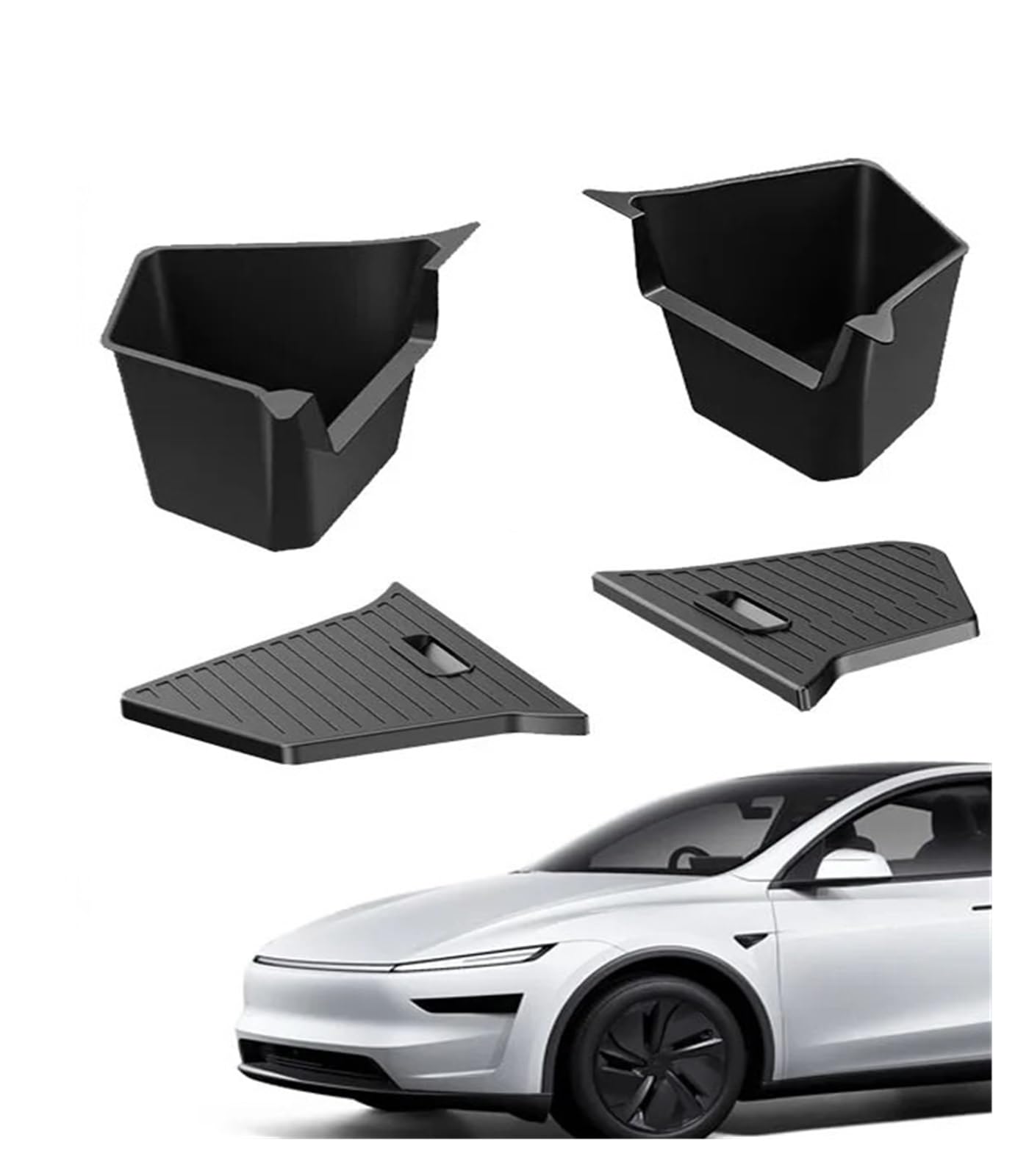 Lhdktee Cargo Cover For Tesla For Model Y For Juniper 2025 Trunk Organizer Side Storage Box Boot Organizer Flocked TPE Mat Anti-dirty Rear Trunk Parcel Shelf(TYPE 4)