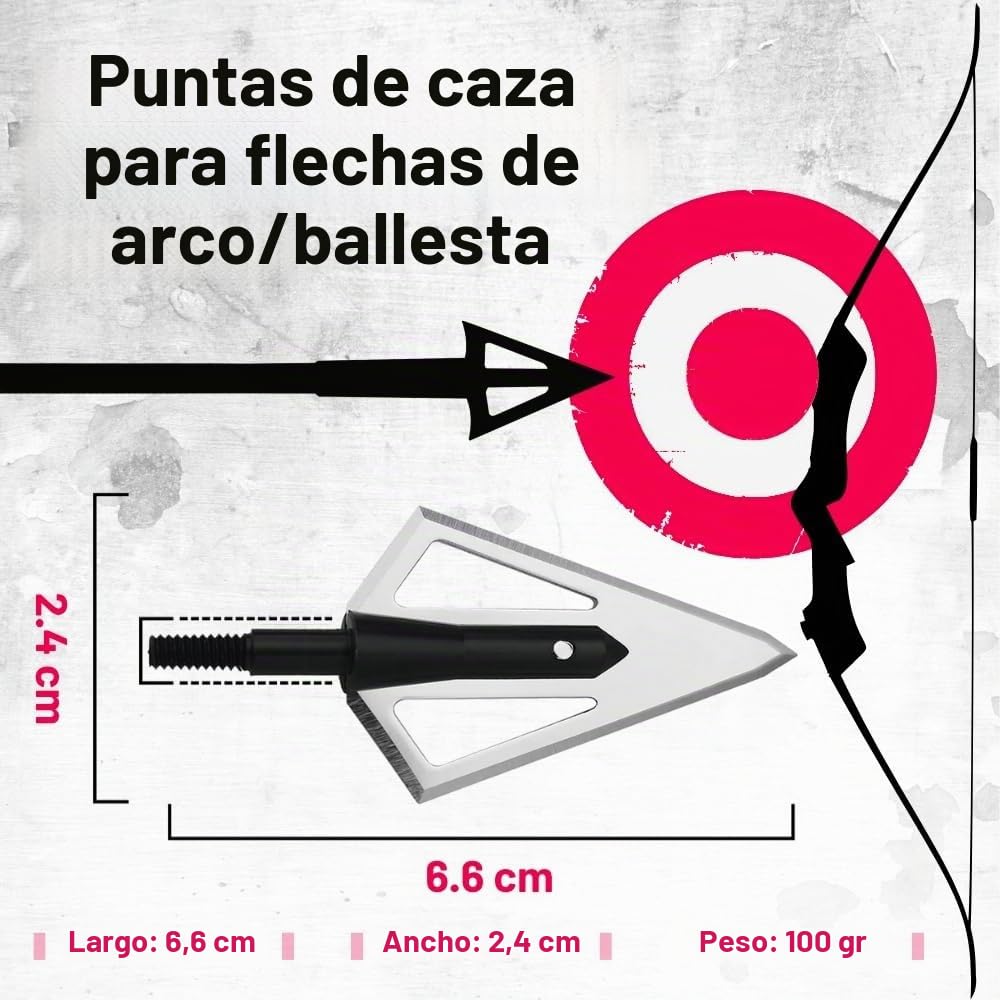 6pcs Tiro con Arco Puntas de Flecha Caza de 126Grano Flechas Broadheads 2 Cuchillas Tiro con Arco Flechas Cabezas para Ballesta y Arco Compuesto (6pcs + Caja)