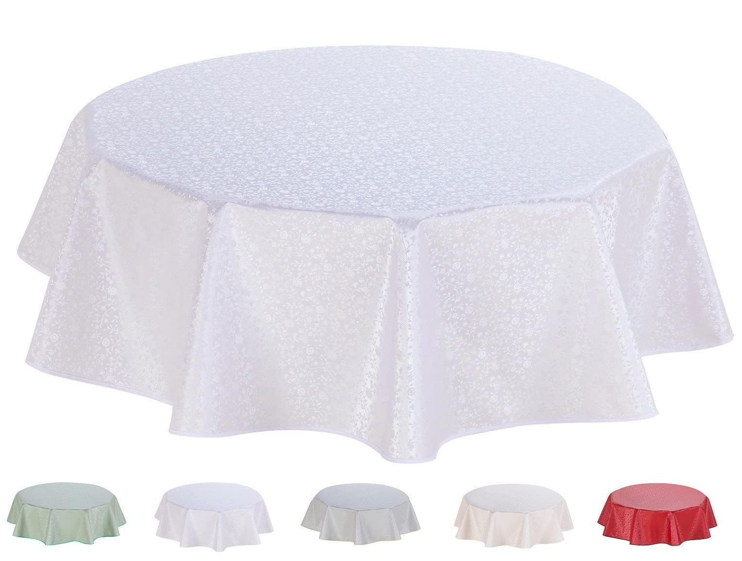Home Direct Round Embossed Oilcloth PVC Wipe Clean Tablecloth 140cm 55" White