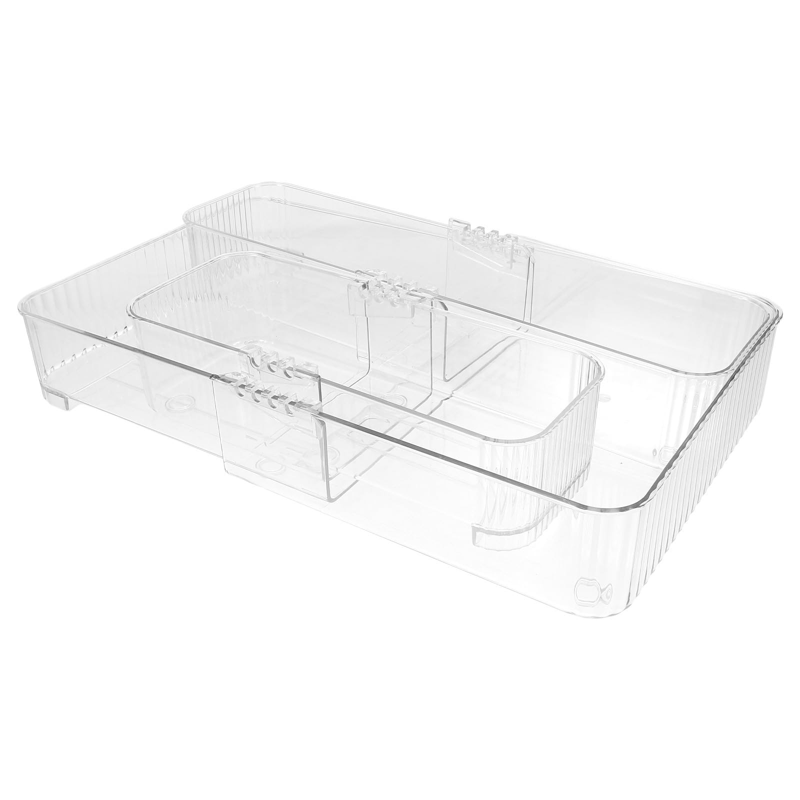 Juego de 3 organizadores de cajones expandibles (mano pequeña grande), divisor ajustable para oficina, cocina, tocador, contenedor de almacenamiento transparente, solución que ahorra espacio