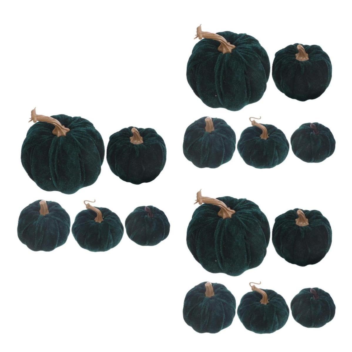 Abaodam 15 Pezzi Zucca Decorativa Artificiale in Flanella Verde a Forma di Zucca, Effetto Vivido e Decorativo per Feste di Halloween e Ringraziamento, per Esterni e Decorazioni Casa
