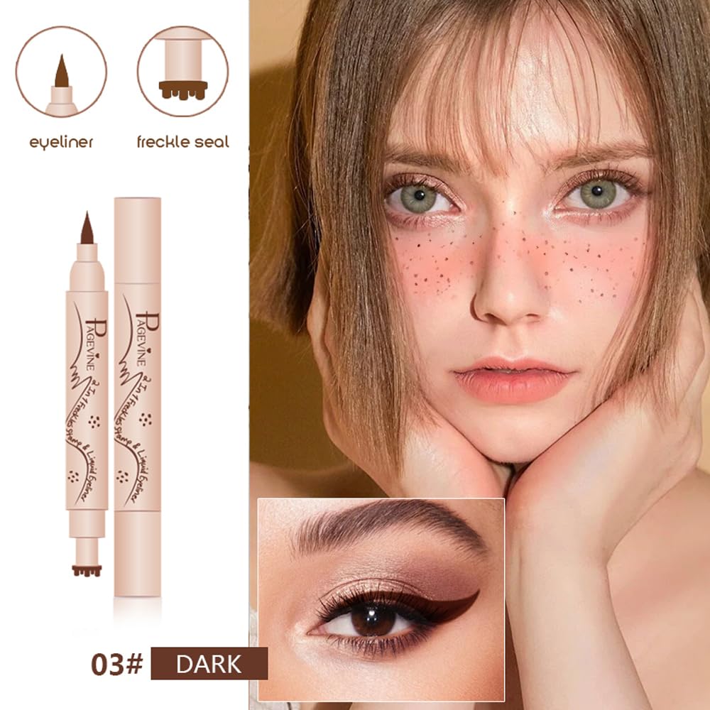 2-in-1 Freckle Pen & Eyeliner Stamp - Ultra Fine Sponge Tip, 6 Natural Spots for Realistic Sun-Kissed Faux Freckles - Image 2