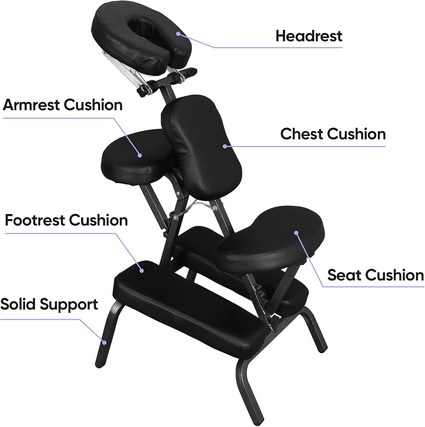 ZENY Portable Massage Chair Foldable Tattoo Chair Adjustable Therapy Chair with Face Cradle Comfortable Thick Foam w/Carrying Bag : Beauty & Personal Care