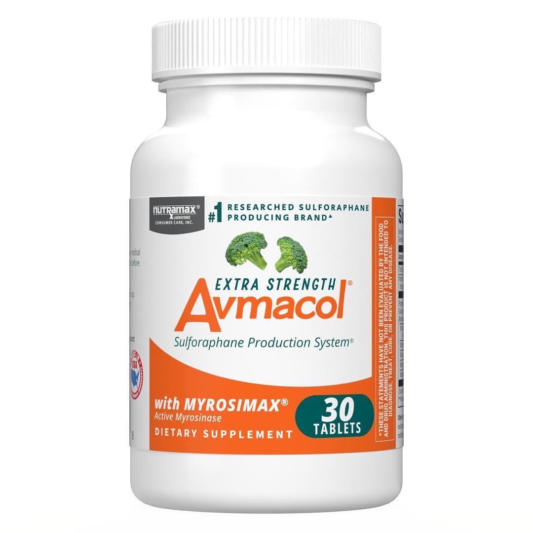 Nutramax Laboratories Avmacol Extra Strength #1 Researched Sulforaphane-Producing Brand for Detoxification, Antioxidant Support, Immune Health, Adults & Children, Consumer Care, Moringa, 30 Tablets