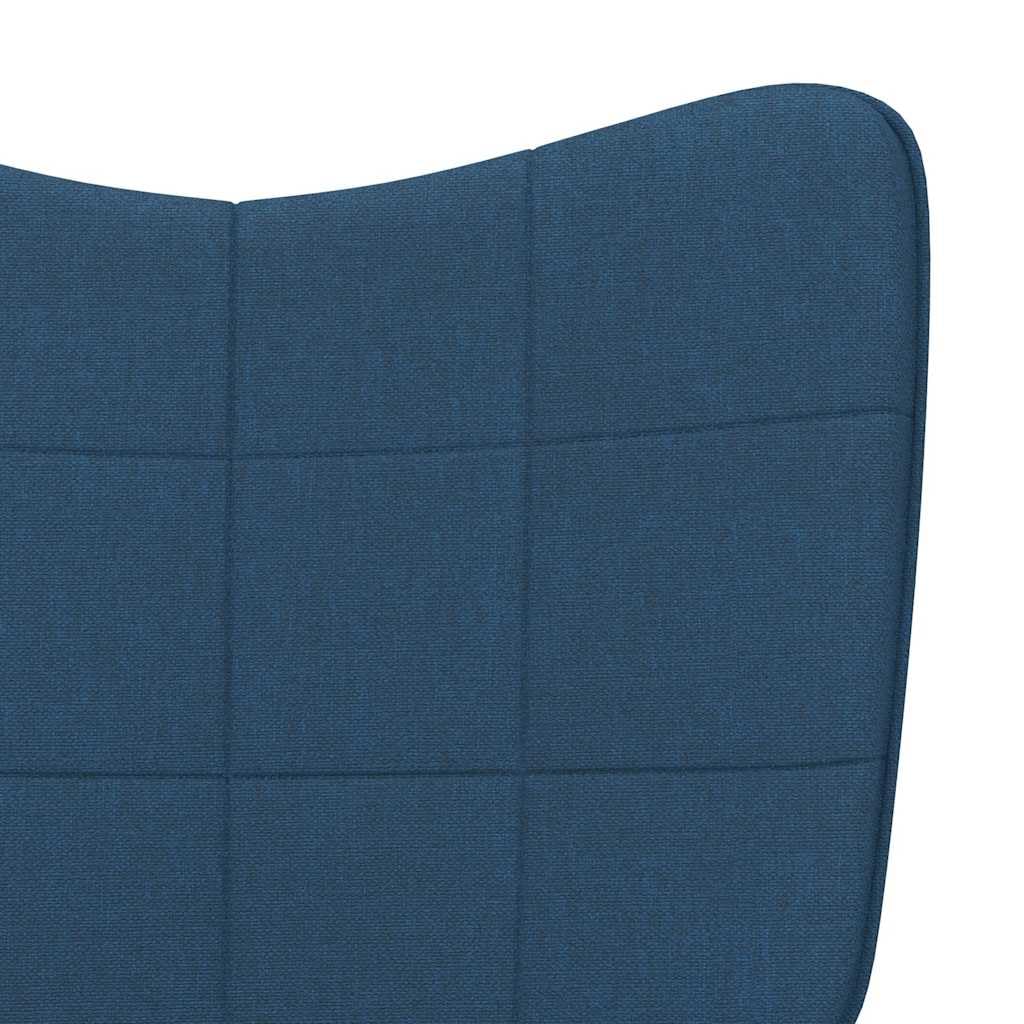 Sedia Relax Blu in Tessuto imbottita con braccioli, struttura acciaio e gambe legno massello, dimensioni 61,5x69x95,5 cm, poltrona ergonomica reclinabile per soggiorno, ufficio, camera
