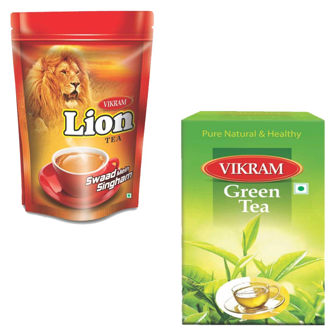 Vikram Tea Combo | Lion CTC Tea 1kg, & Green Tea 100g - 1100g (Pack of 2)