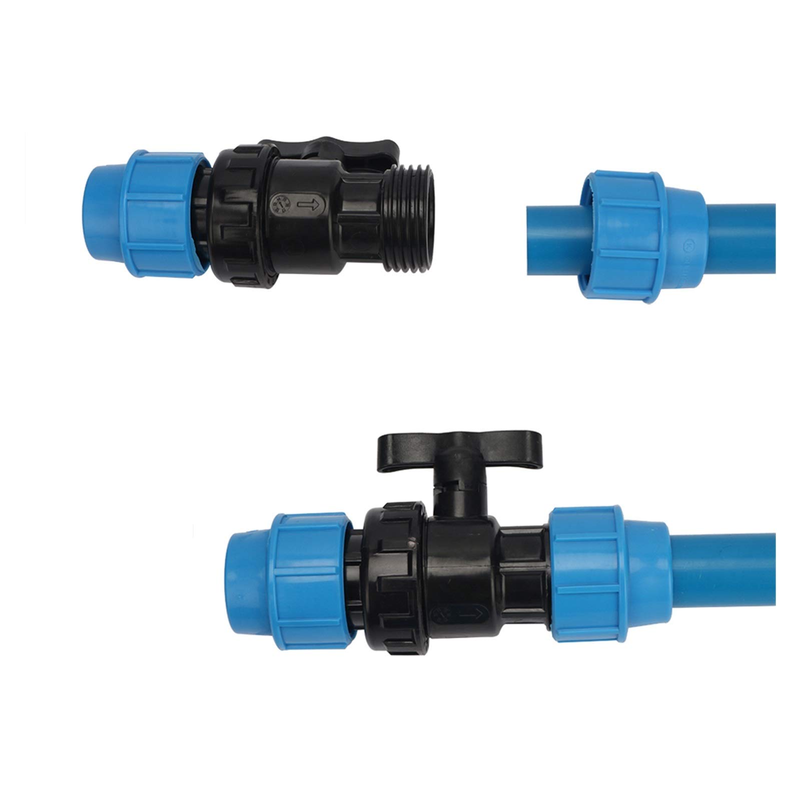 Válvula de bola Parada de agua fría y caliente 20 mm 25 mm 32 mm Interfaz de tubería Válvula de PE Decoración del hogar Accesorios de tuberías sanitarias Tubería de riego Interruptor de control de agu