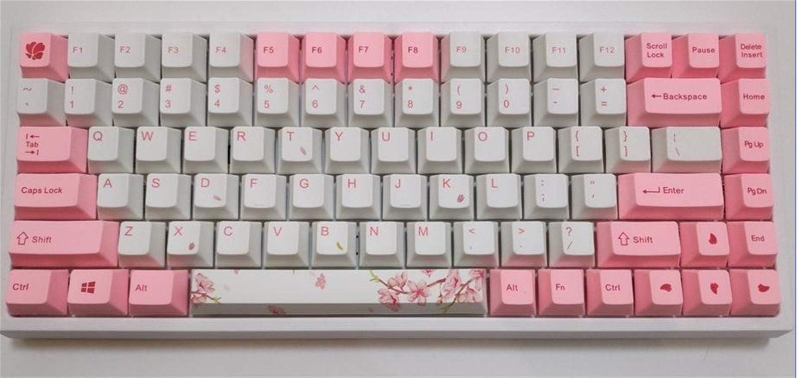 84 Keycaps PBT for Mechanical Keyboard DIY Keycool 84 Side Print Keycap Keydous (Color : Sakura with mac keys)