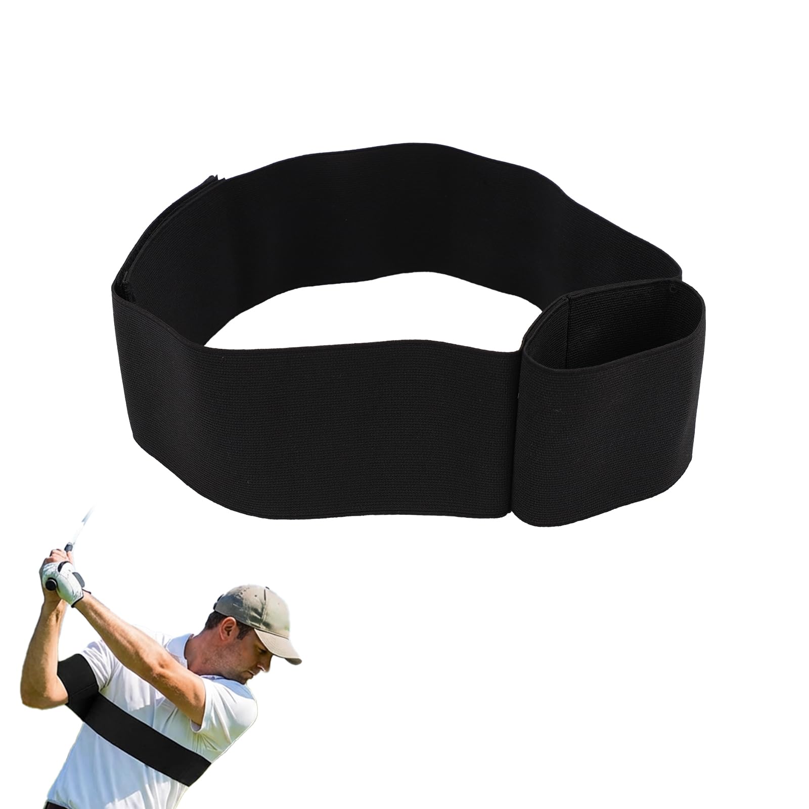 2pcs Golf Swing Arm Band, Golf Training Assist Flexible Arm Correcting Tool Accessories Improve Posture & Swing Plane Stability for Men Women Beginner Trainer Outdoor Indoor (Black)