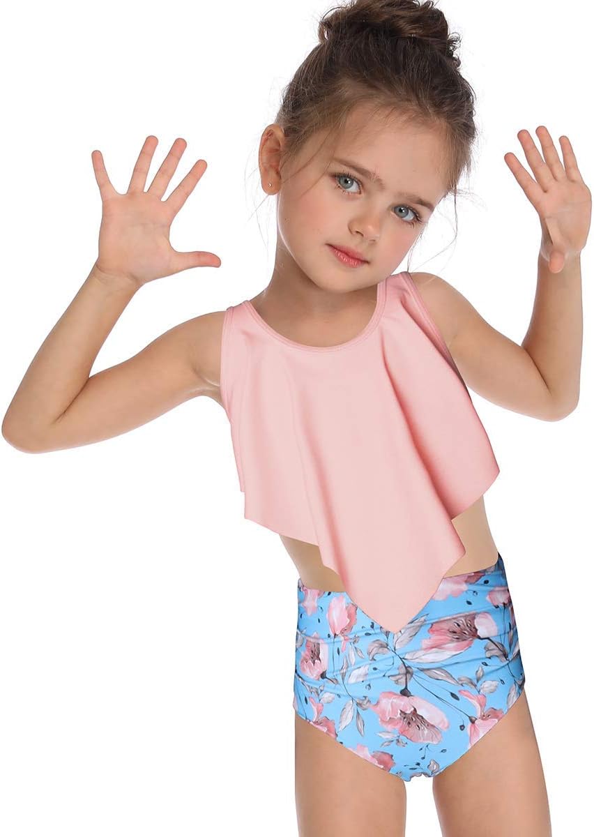 DINIGOFIN Girls Two Pieces Swimsuit for Women High Waisted Bikini Set Mommy and Me Bathing Suits Family Matching Swimwear
