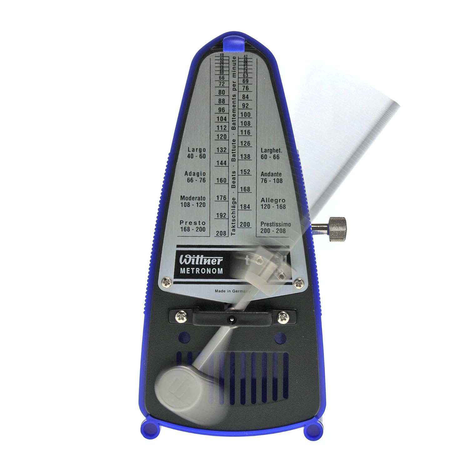 Wittner Piccolo 837 Metronomo meccanico blu con panno in microfibra Keepdrum