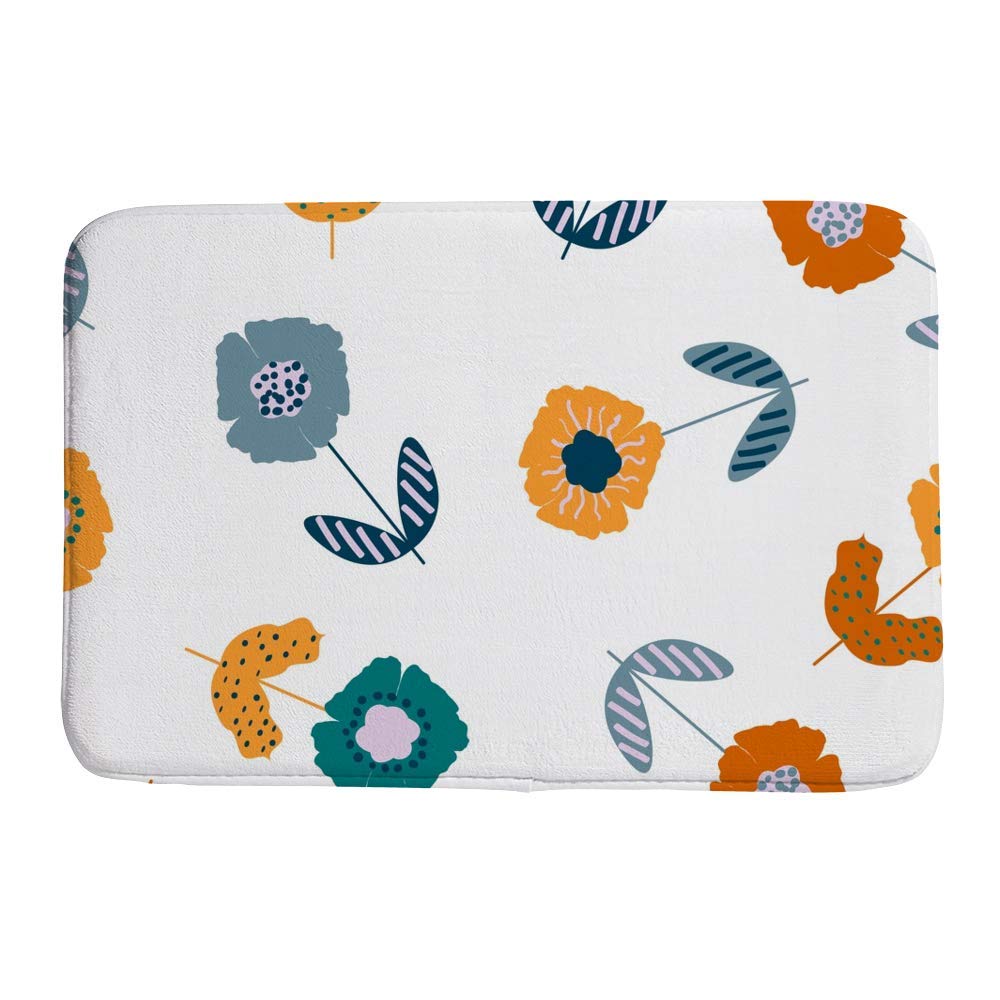 Tapis de bain lavable en machine avec revêtement antidérapant et motif floral