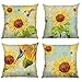Bonhause 4 Pack Federa per Cuscini 45 x 45 cm Motivo Girasole Poliestere Biancheria Copricuscini Decorativi per Divano Letto Auto