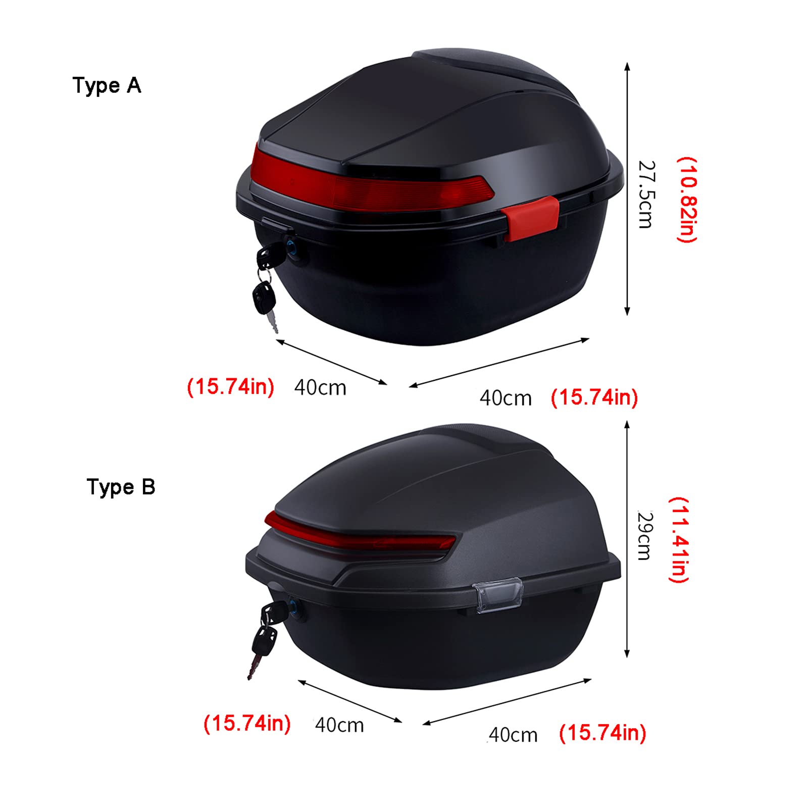 Coffre De Moto Universel,Moto Scooter Top Case, Bagages De Coffre À Queue, Boîtier De Support De Rangement Supérieur pour Scooter De Moto avec Matériel De Montage,Matte Black a