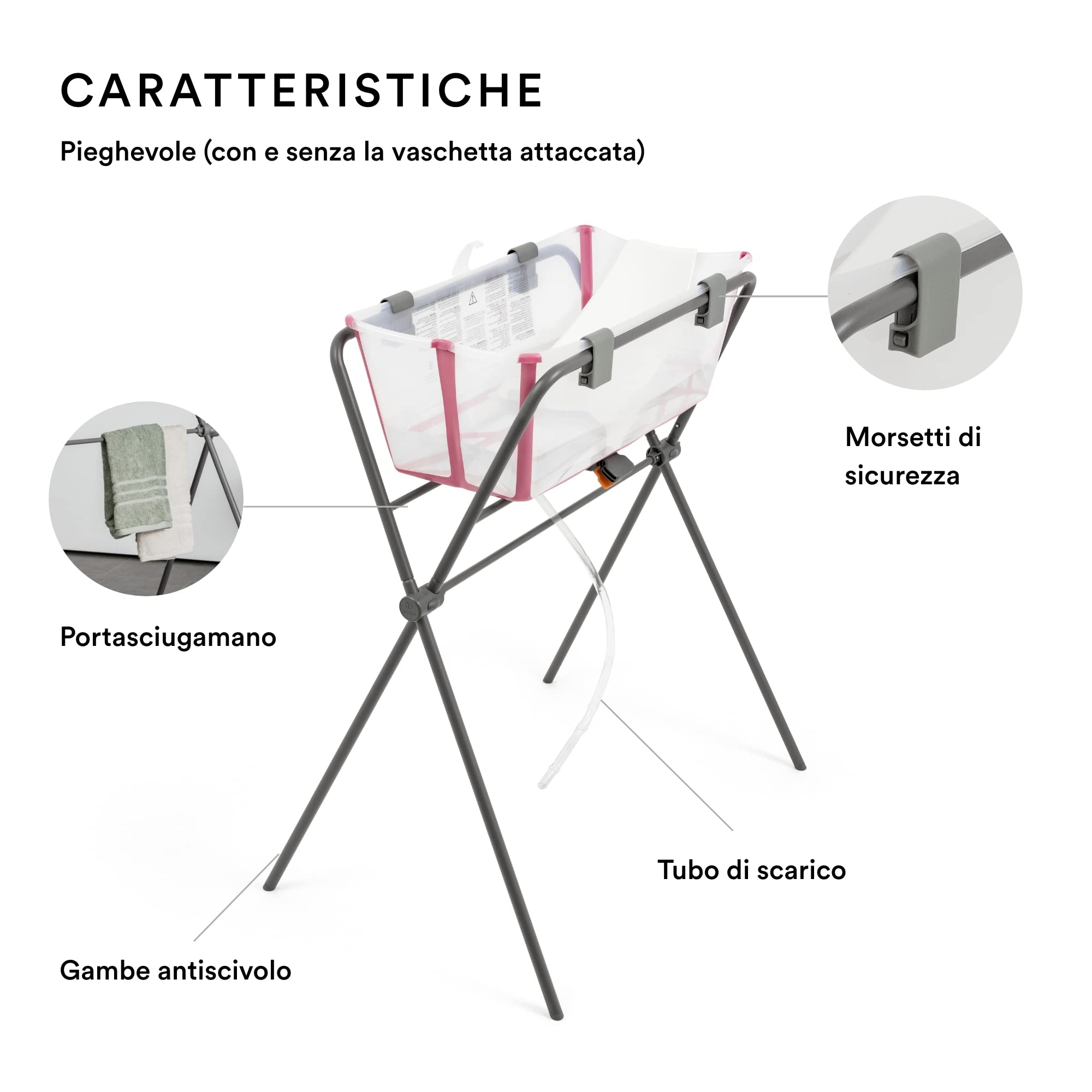 Stokke - Supporto da bagno Flexi, colore: grigio, non compatibile con Flexi Bath XL, ideale per neonati fino a 10 kg