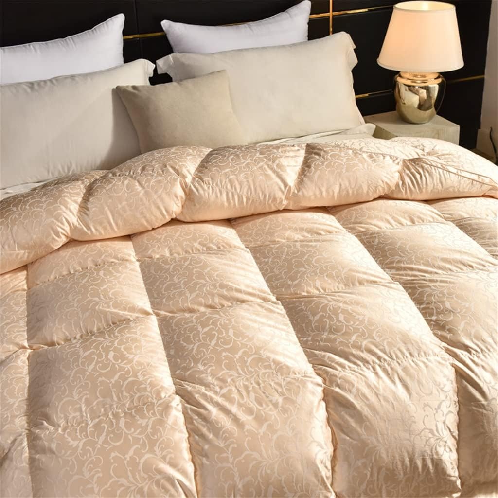 White Duck Down Quilt Down Fluffy Cozy Four Seasons Duvet Brocade Warm Queen King Quilted Comforters(200X230cm 2.5kg)