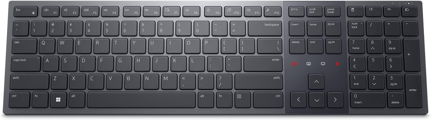 Dell Premier Collaboration Keyboard - KB900, Wireless 2.4GHz, Bluetooth 5.1, Rechargeable, Mic on/Off, Video on/Off, Chat, Screenshare, Backlight on/Off, Scissors Keys, Tilt Adjustment - Graphite