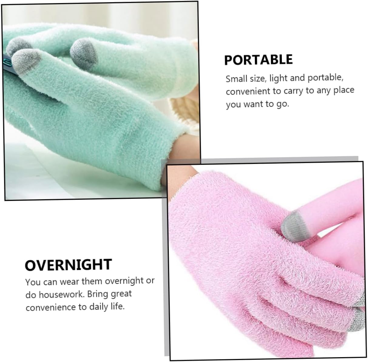 2pairs Moisturizing Gel Hand Care Gloves of Touchscreen Gloves for Dry Skin Overnight Beauty Care for Hands Essential Oils for